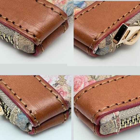 Garuglieri  Floral Leather with Tan Trim Clutch Pouch Made In Italy - Picture 12 of 13
